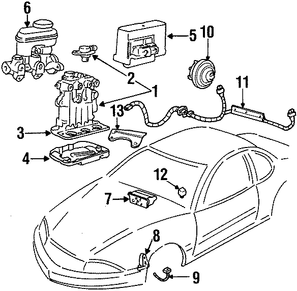 1995 Chevrolet Corvette Abs Wheel Speed Sensor Wiring Harness  Rear   W